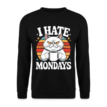 Mürrische Katze Ich Hasse Montage - Unisex Sweatshirt - black - Front - Alina (178cm) & Michal (187cm)
