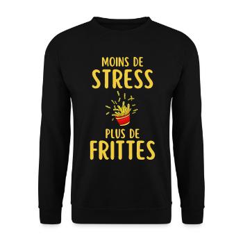 Less Stress More Fries - Unisex Sweatshirt - black - Front - Alina (178cm) & Michal (187cm)