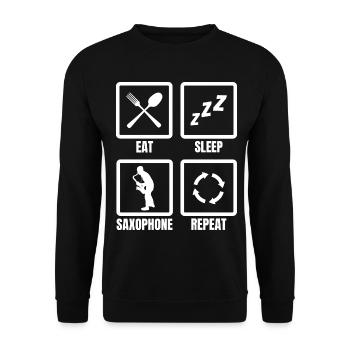 Eat Sleep Saxophone Repeat - Unisex Sweatshirt - black - Front - Alina (178cm) & Michal (187cm)