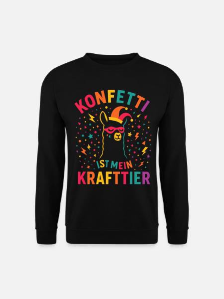 Carnival Confetti Alpaca with Fool's Cap - Unisex Sweatshirt - black