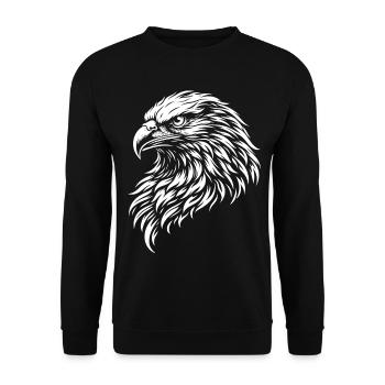 Eagle Tribal Eagle Head – Mystical Wild Animal Motif - Unisex Sweatshirt - black - Front - Alina (178cm) & Michal (187cm)