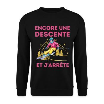 Ski descent: and I stop - Unisex Sweatshirt - black - Front - Alina (178cm) & Michal (187cm)