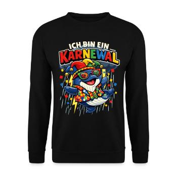 Karneval Ich Bin Ein Karnewal Wal - Unisex Pullover - Schwarz - Vorne - Alina (178cm) & Michal (187cm)