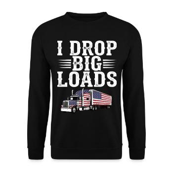 Trucker Patriotic US Semi Truck Driver - Unisex Sweatshirt - black - Front - Alina (178cm) & Michal (187cm)