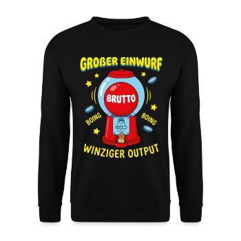 Großer Einwurf Winziger Output - Unisex Pullover - Schwarz - Vorne - Alina (178cm) & Michal (187cm)