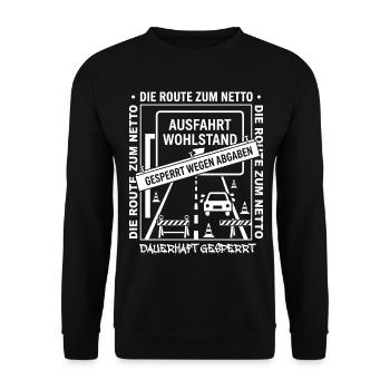 Die Route Zum Netto Dauerhaft Gesperrt - Unisex Pullover - Schwarz - Vorne - Alina (178cm) & Michal (187cm)