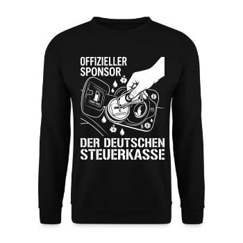 Offizieller Sponsor Der Deutschen Steuerkasse - Unisex Pullover - Schwarz - Vorne - Alina (178cm) & Michal (187cm)