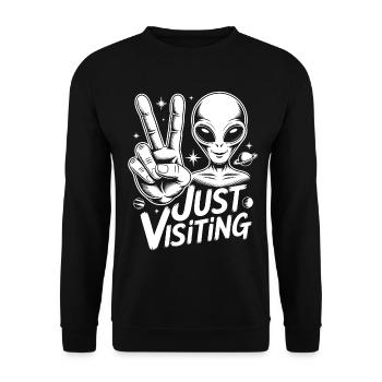 Alien Peace Visitor - Unisex Sweatshirt - black - Front - Alina (178cm) & Michal (187cm)