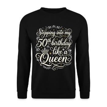 Entrer dans mes 50 ans et 50 ans - Sweat-shirt Unisexe - noir - Devant - Alina (178cm) & Michal (187cm)