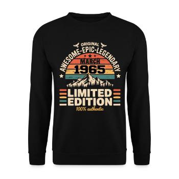 Millésime Anniversaire Mars 1965 March 1965 - Sweat-shirt Unisexe - noir - Devant - Alina (178cm) & Michal (187cm)