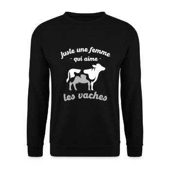 Femme Amoureuse des Vaches - Sweat-shirt Unisexe - noir - Devant - Alina (178cm) & Michal (187cm)