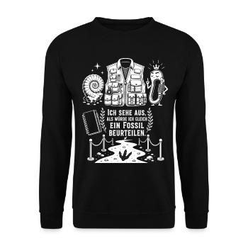Bereit für Fossilien und Taschen - Unisex Pullover - Schwarz - Vorne - Alina (178cm) & Michal (187cm)