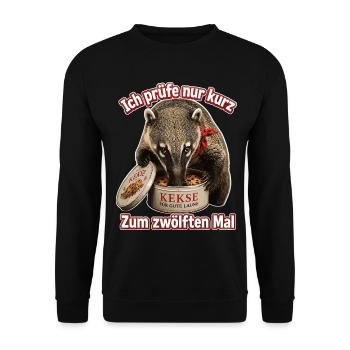 Ich prüfe nur kurz, Zum zwölften Mal - Unisex Pullover - Schwarz - Vorne - Alina (178cm) & Michal (187cm)