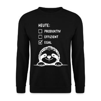 Sloth Checkliste Heute Egal - Unisex Pullover - Schwarz - Vorne - Alina (178cm) & Michal (187cm)
