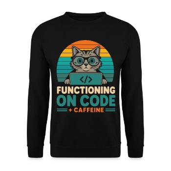 Fonctionner sous Code et Caffeine Cat - Sweat-shirt Unisexe - noir - Devant - Alina (178cm) & Michal (187cm)
