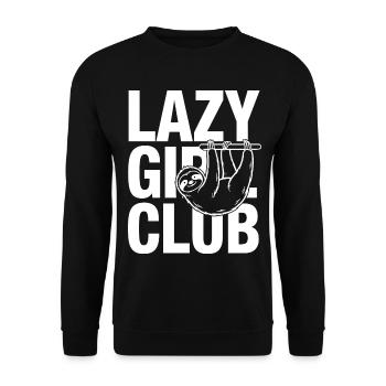 Lazy Girl Club Faultier - Unisex Pullover - Schwarz - Vorne - Alina (178cm) & Michal (187cm)