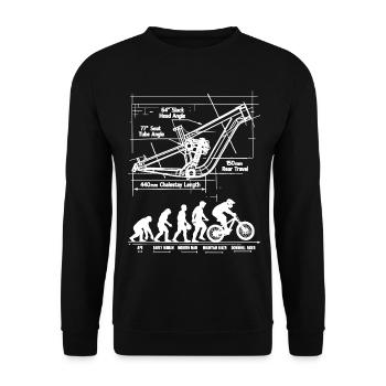 MTB Evolution Blueprint: Full Suspension Rahmen - Unisex Pullover - Schwarz - Vorne - Alina (178cm) & Michal (187cm)