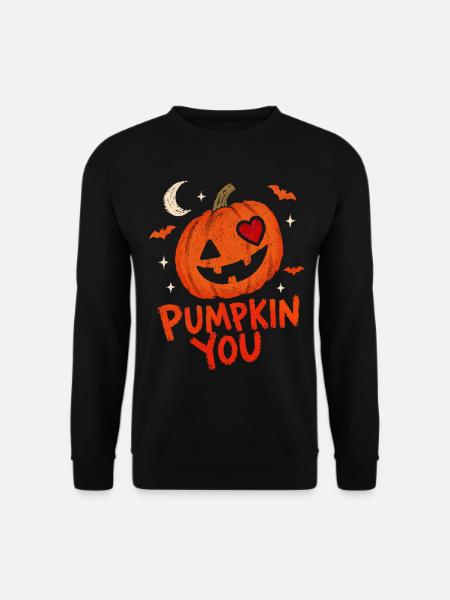Halloween-Kürbis mit Herz - Unisex Pullover - Schwarz