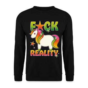Regenbogen Einhorn - Unisex Pullover - Schwarz - Vorne - Alina (178cm) & Michal (187cm)