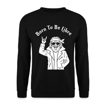 Geboren, um frei zu sein – Ruhestand (klares Muster) - Unisex Pullover - Schwarz - Vorne - Alina (178cm) & Michal (187cm)