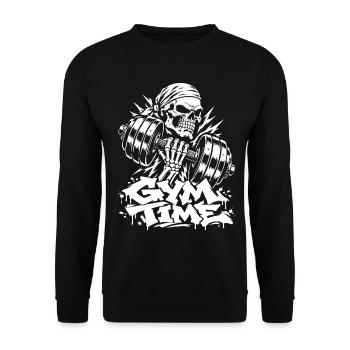 Gym Time Skull - Unisex Pullover - Schwarz - Vorne - Alina (178cm) & Michal (187cm)