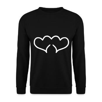 Coeur Emoji Sketch Blanc - Sweat-shirt Unisexe - noir - Devant - Alina (178cm) & Michal (187cm)