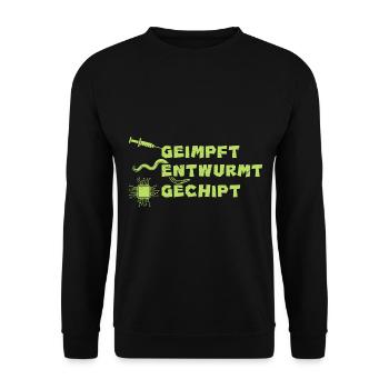Geimpft Gechipt Entwurmt Impfen - Unisex Pullover - Schwarz - Vorne - Alina (178cm) & Michal (187cm)