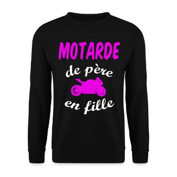 Motarde de père en fille - passion moto - Sweat-shirt Unisexe - noir - Devant - Alina (178cm) & Michal (187cm)