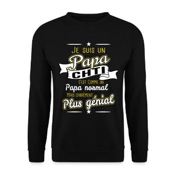Je suis un papa chti cadeau humour - Sweat-shirt Unisexe - noir - Devant - Alina (178cm) & Michal (187cm)