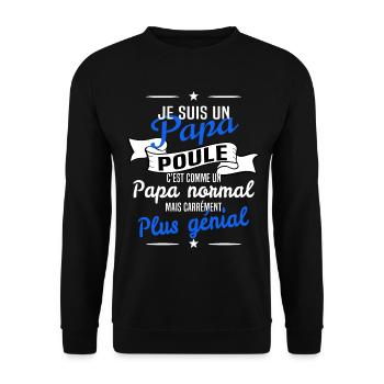 papa poule - Sweat-shirt Unisexe - noir - Devant - Alina (178cm) & Michal (187cm)
