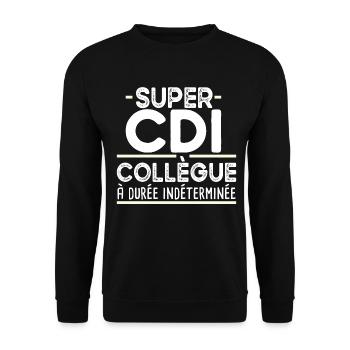 Collègue Durée Indéterminée CDI Cadeau T-shirt Mug - Sweat-shirt Unisexe - noir - Devant - Alina (178cm) & Michal (187cm)