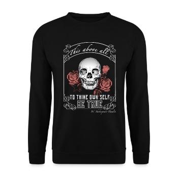 La citation d’Hamlet « sois vrai » - l’académie sombre - Sweat-shirt Unisexe - noir - Devant - Alina (178cm) & Michal (187cm)