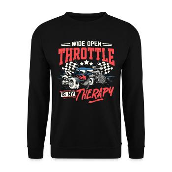 Full Throttle Is My Therapy Drag Racing Car - Unisex Sweatshirt - black - Front - Alina (178cm) & Michal (187cm)