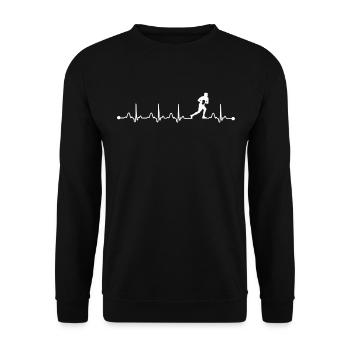Rugby Mom Heartbeat Spieler - Unisex Pullover - Schwarz - Vorne - Alina (178cm) & Michal (187cm)