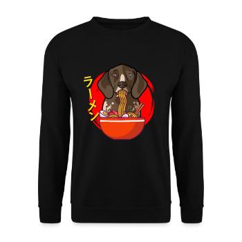 Kawaii Anime Allemand Pointer Ramen Nood - Sweat-shirt Unisexe - noir - Devant - Alina (178cm) & Michal (187cm)