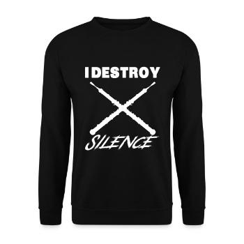 Chemise drôle de hautbois - Je détruis le cadeau de nouvel an de silence - Sweat-shirt Unisexe - noir - Devant - Alina (178cm) & Michal (187cm)