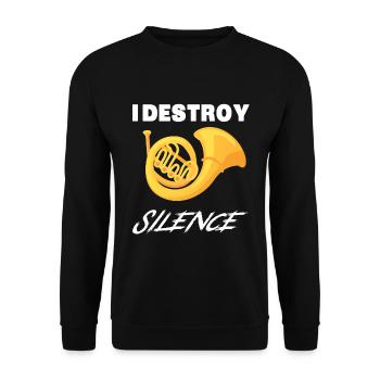 Chemise drôle de cor français - Je détruis le silence New Ye - Sweat-shirt Unisexe - noir - Devant - Alina (178cm) & Michal (187cm)