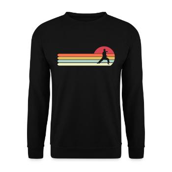 Retro Vintage Style Karate Gift for Dad - Unisex Sweatshirt - black - Front - Alina (178cm) & Michal (187cm)