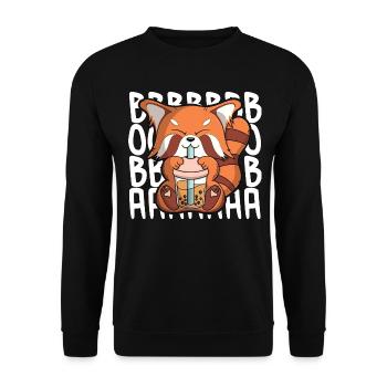 Funny boba red panda kawaii bubble tea - Unisex Sweatshirt - black - Front - Alina (178cm) & Michal (187cm)