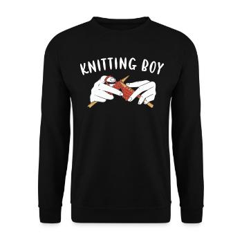 Knitting Boy Knitting - Unisex Sweatshirt - black - Front - Alina (178cm) & Michal (187cm)