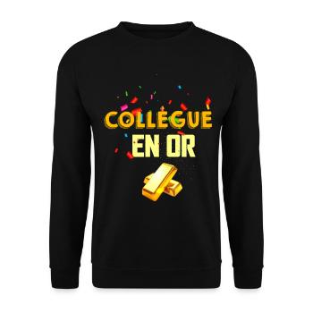 Collègue En Or Il Est Précieux - Sweat-shirt Unisexe - noir - Devant - Alina (178cm) & Michal (187cm)