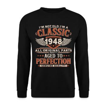 1948 Vintage Vintage Cadeau d’Anniversaire Rétro - Sweat-shirt Unisexe - noir - Devant - Alina (178cm) & Michal (187cm)