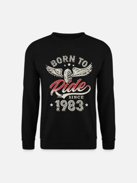 1983 Jahrgang geboren Geburtstag Geschenk Motorrad - Unisex Pullover - Schwarz