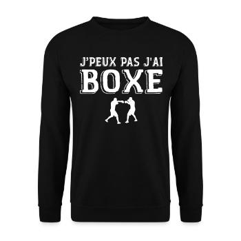 Ich kann nicht Boxen Humor Boxen, Boxer Geschenk - Unisex Pullover - Schwarz - Vorne - Alina (178cm) & Michal (187cm)