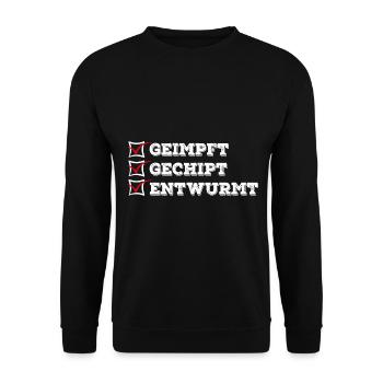 Geimpft Gechipt Entwurmt Impfen - Unisex Pullover - Schwarz - Vorne - Alina (178cm) & Michal (187cm)