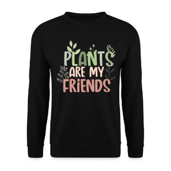 Plants are my friends Plant mom botanical - Unisex Sweatshirt - black - Front - Alina (178cm) & Michal (187cm)