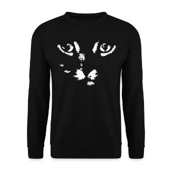 Cat Illustration - Unisex Sweatshirt - black - Front - Alina (178cm) & Michal (187cm)