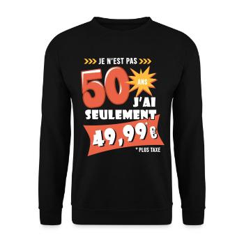50 ans anniversaire humour 50e anniversaire - Sweat-shirt Unisexe - noir - Devant - Alina (178cm) & Michal (187cm)