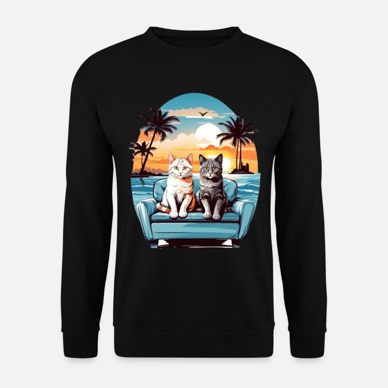 Katzen am Meer - Unisex Pullover - Schwarz