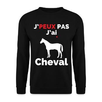 J'peux pas j'ai Cheval - Sweat-shirt Unisexe - noir - Devant - Alina (178cm) & Michal (187cm)
